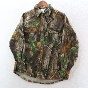 Realtree Shirt Men's Large Hardwoods Camo Chamois Long Sleeve 2 Pockets USA